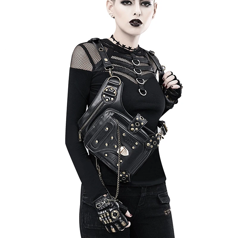 OMIKRON новая поясная сумка из искусственной кожи в стиле стимпанк для женщин и