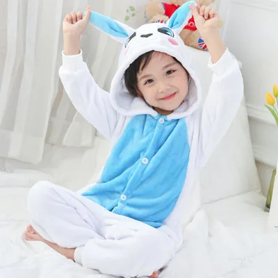 Bule Rabbit Детские пижамы в виде животных; комбинезон для детей; костюм летучей мыши; одеяло Кигуруми для маленьких мальчиков и девочек; Пижама для сна; Пижама для подростков; одежда для сна; комбинезон - Цвет: Bule Rabbit