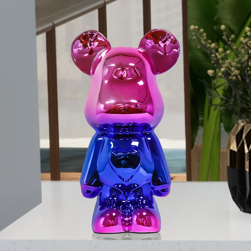 

Modern Cartoon Bear Statues Ornaments Figurine Luxury Living Room Office Study Tabletop Decoration Animal Sculptures Home Dector