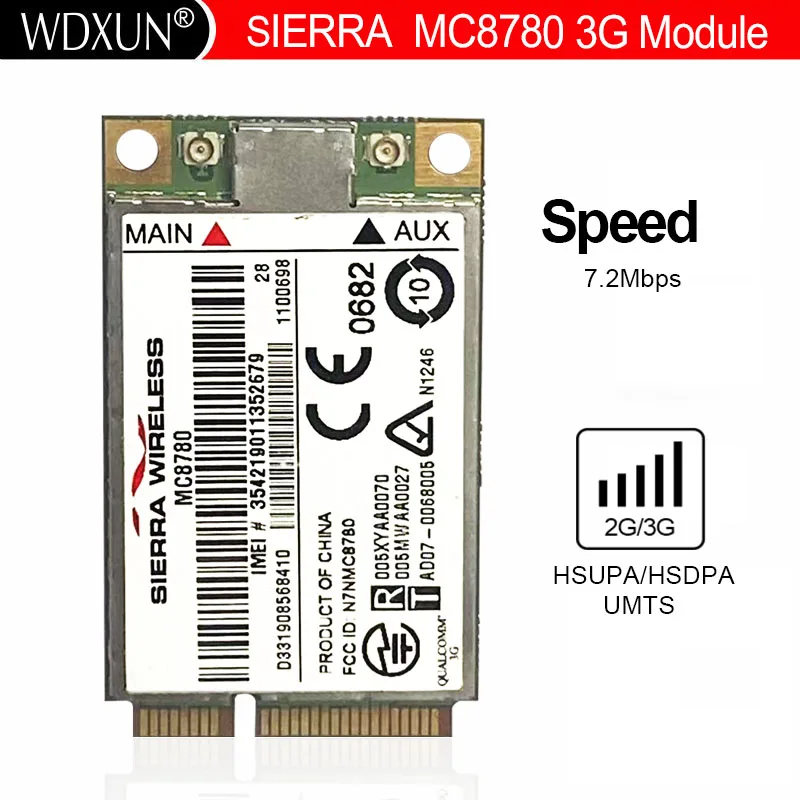 Разблокированная Беспроводная воздушная карта Sierra 3G MC8780 7,2 Мбит/с 3G HSUPA HSDPA UMT