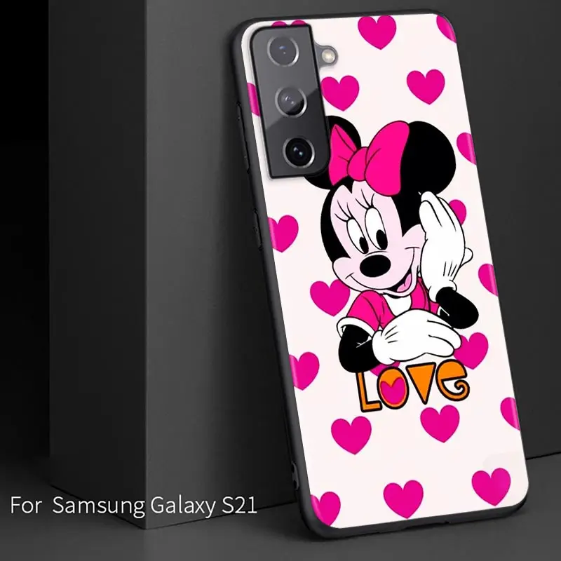 Silicone Black Cover Cute Mickey Mouse For Samsung Galaxy S21 S10 S10E S9 S8 S7 Note 20 10 9 8 Ultra 5G Plus Edge Pro Phone Case