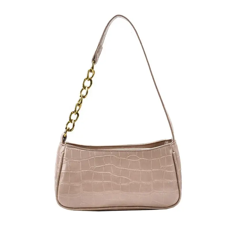 

SWDF Stone Pattern Small PU Leather Shoulder Bags for Women 2021 Summer Simple Handbags and Purses Female Travel Totes Chain