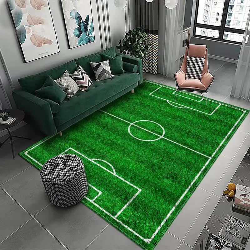 

3D Football Field Capet For Kids Room Soft Floor Mat Microfiber Large Carpet Children Washable Baby Room Play Mat Boy's Rug