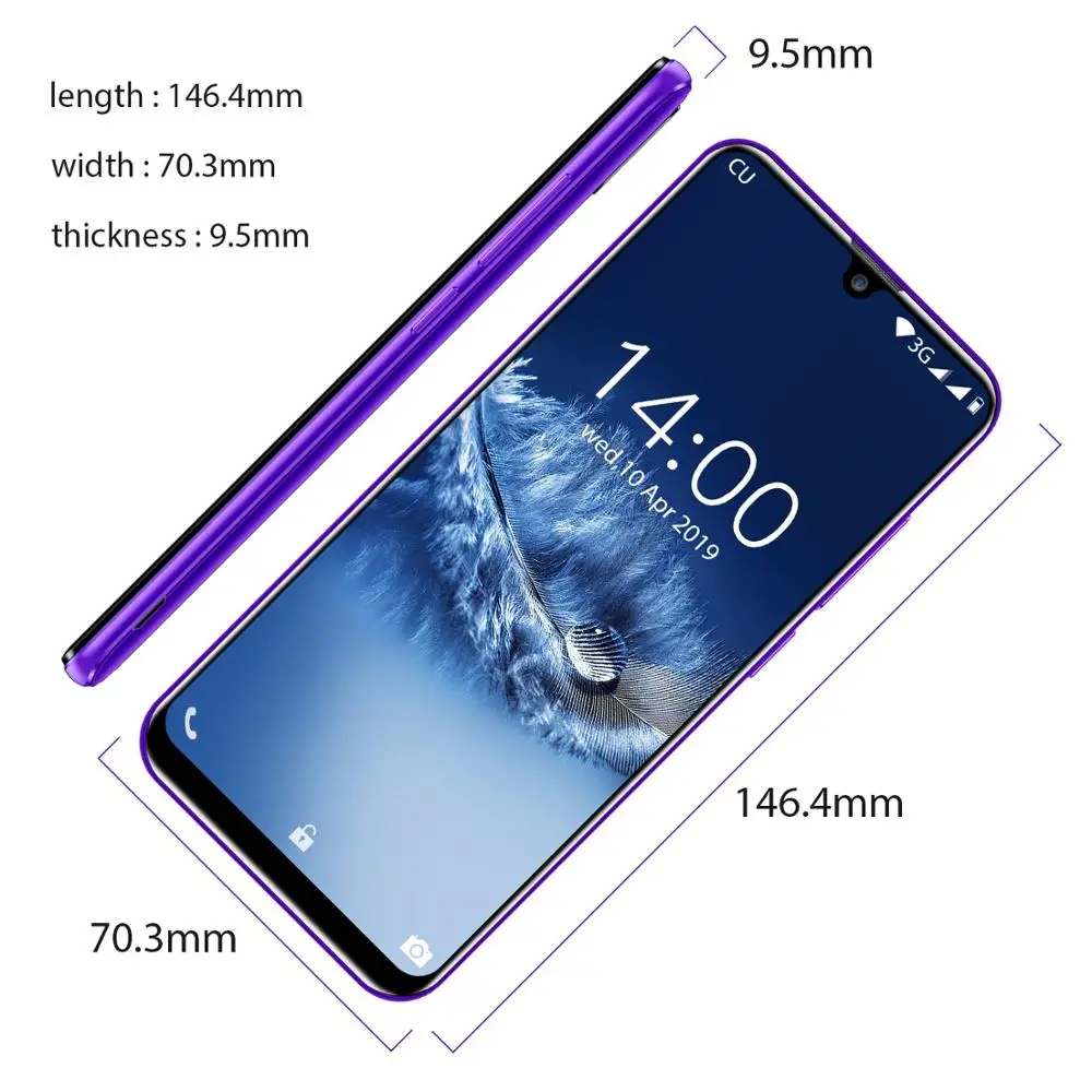 OUKITEL C16 2 ГБ 16 Android 9 0 смартфон 5 71 'ཏ:9 MT6580P отпечаток пальца Лицо ID капля экран В/1A