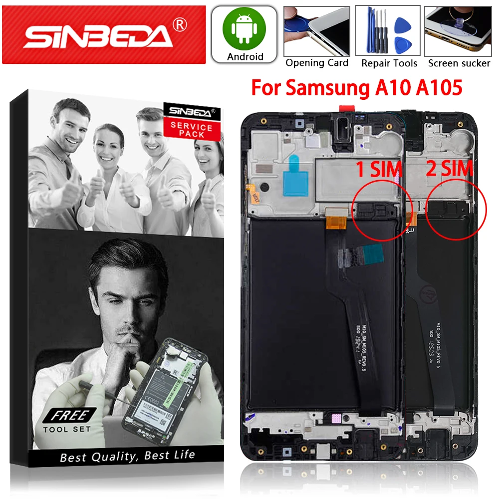 Оригинальный ЖК-дисплей Super AMOLED для Samsung A10 A105 сенсорный экран с рамкой Galaxy M10 M105F