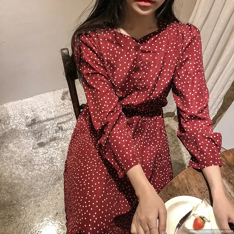 Осенние базовые платья Лидер продаж женское винтажное платье с длинным рукавом и