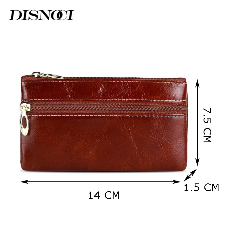 

Vintage Cow Leather Men's Coin Purse Leather Card Case Zipper Coin Wallet Retro Key Holder Small Money Bag Household Key Case