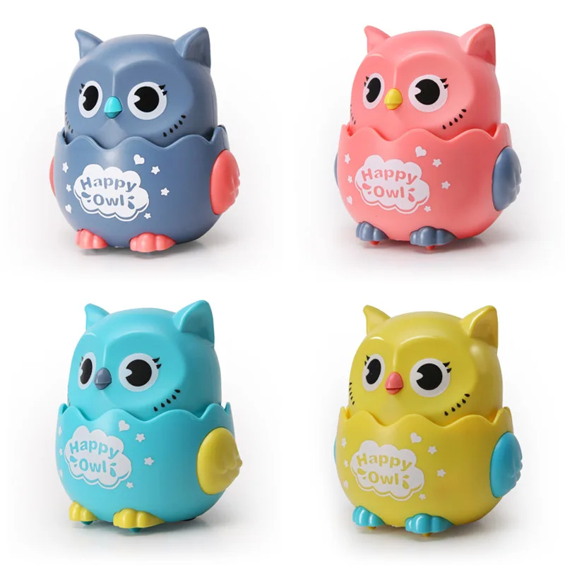 

Baby Rattle Toys Inertial Car Model Vehicles Pull Back Kawaii Cartoon Owl Car Return Force Wind Up Stunt Children Best Gifts Toy