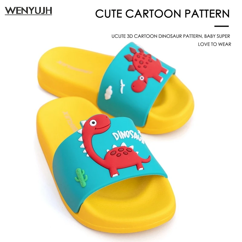 

2021 New Toddler Shoes Top Quality Cute Kids Slippers Dinosaur Baby Home Slippers Children Breathable Non-slip Boys Girls Shoes