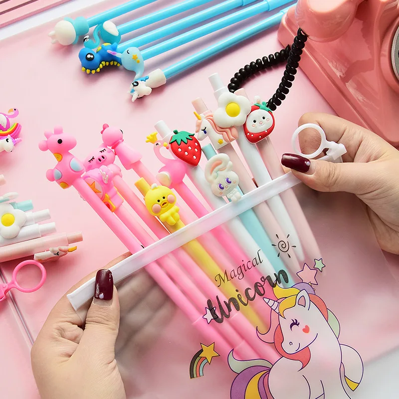 10 шт./упак. творческий Kawaii розовый цветок Пресс гелевая ручка подпись Эсколар...