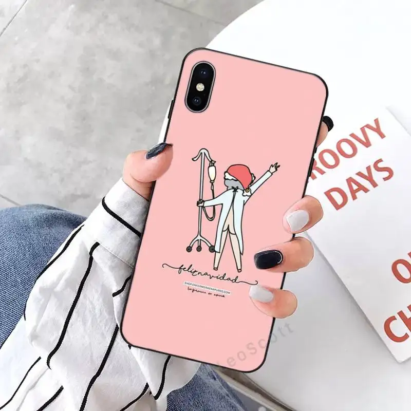 

Spain Cartoon doctor nurse Phone Case for iPhone 11 12 mini pro XS MAX 8 7 6 6S Plus X 5S SE 2020 XR