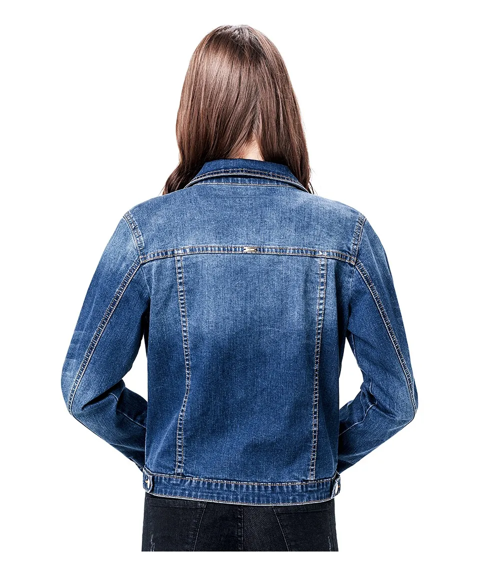 

Denim Jacket Women Plus Size 6XL long basical jeans jacket coat Bleach Full Sleeves Single Breast Slim Women Denim Jacket