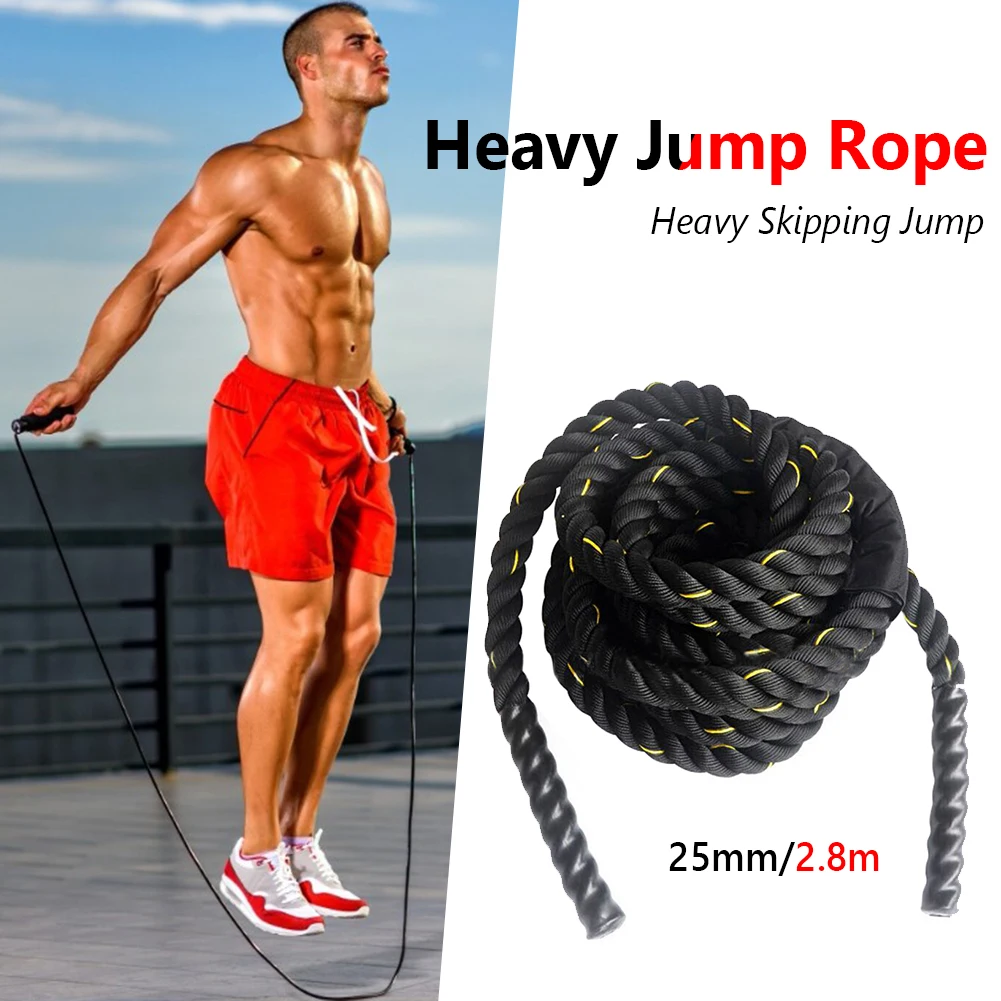 

Fitness Weighted Skip Battle Rope 9ft Length 1 inch Diameter Heavy Jump Rope Trainers Core Slid Fitness Gliding