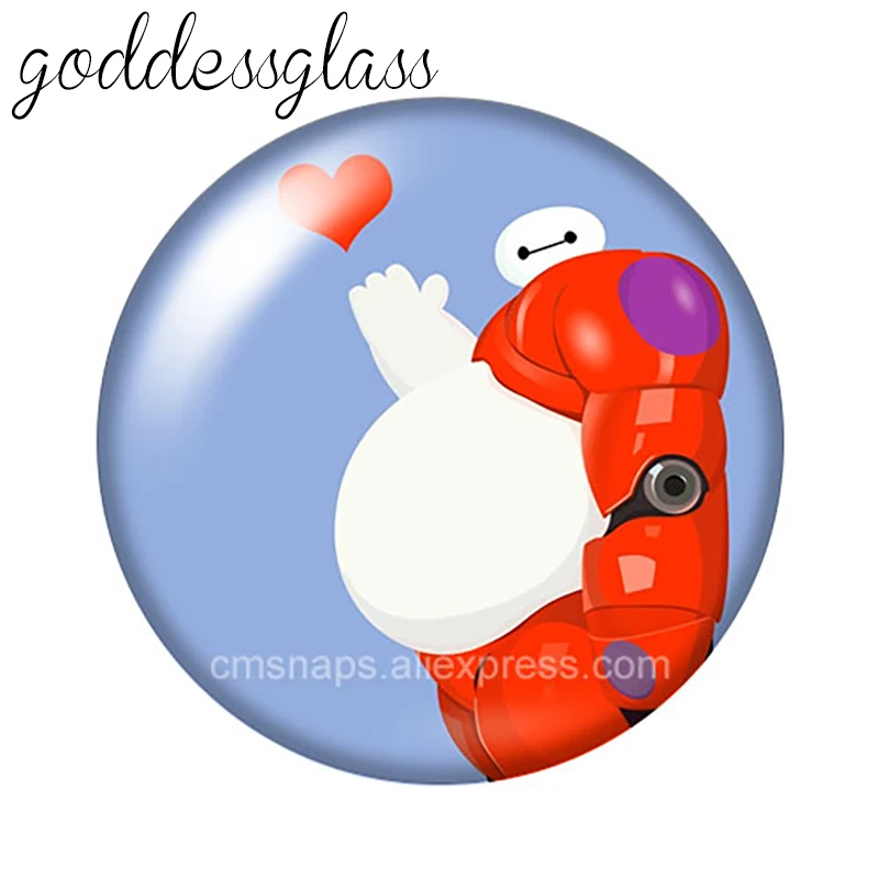 Disney с буквенным принтом Большой Герой 6 Baymax/Хиро 10 шт. круглый фото стекло кабошон