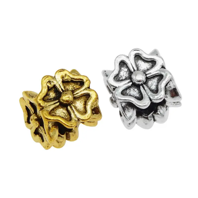 8pcs Alloy Clover Flower Loose Beads Square Spacer Bead Antique Color For Jewelry Bracelet DIY Findings 10*8mm |