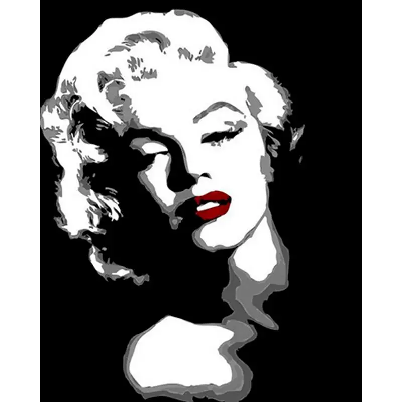 

CHENISTORY Black and white Monroe DIY Painting By Numbers Home Art Wall Figure Picture For Living Room Modern Decoration Artwork