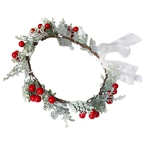 christmas headband new hot sale christmas garland red berry artificial wreath hair band