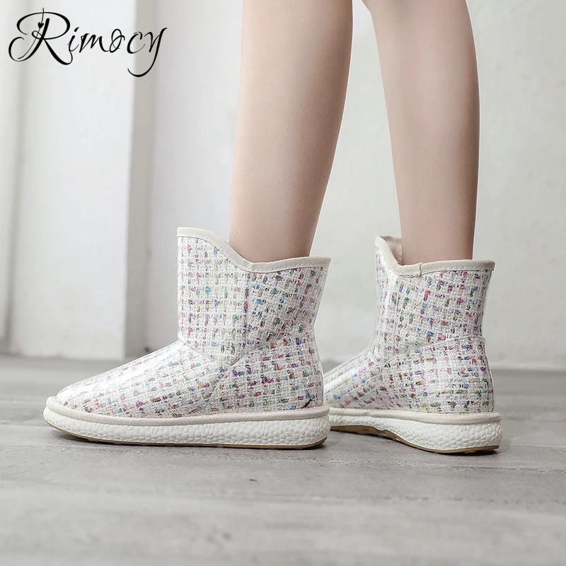 Rimocy/2019 г. модные женские зимние ботинки черного цвета Удобная теплая обувь на