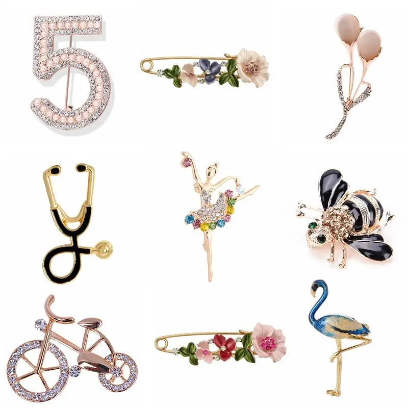Милая вишня цветок пчела Фламинго сова брошь воротник штифты корсажа значки с