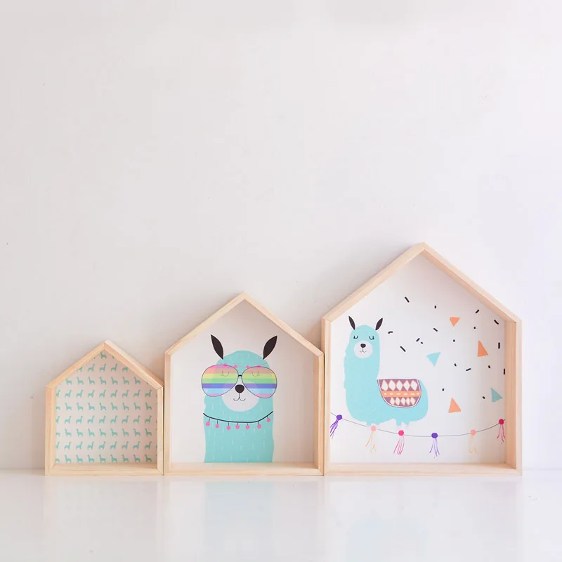 White 3pcs set Kids Room Decoration Wooden Shelf For Kids Room Nursery Decoration Wall Wood Shelf For Children Boy Girl Room Wall Decor Shelf - Color: White 3pcs set