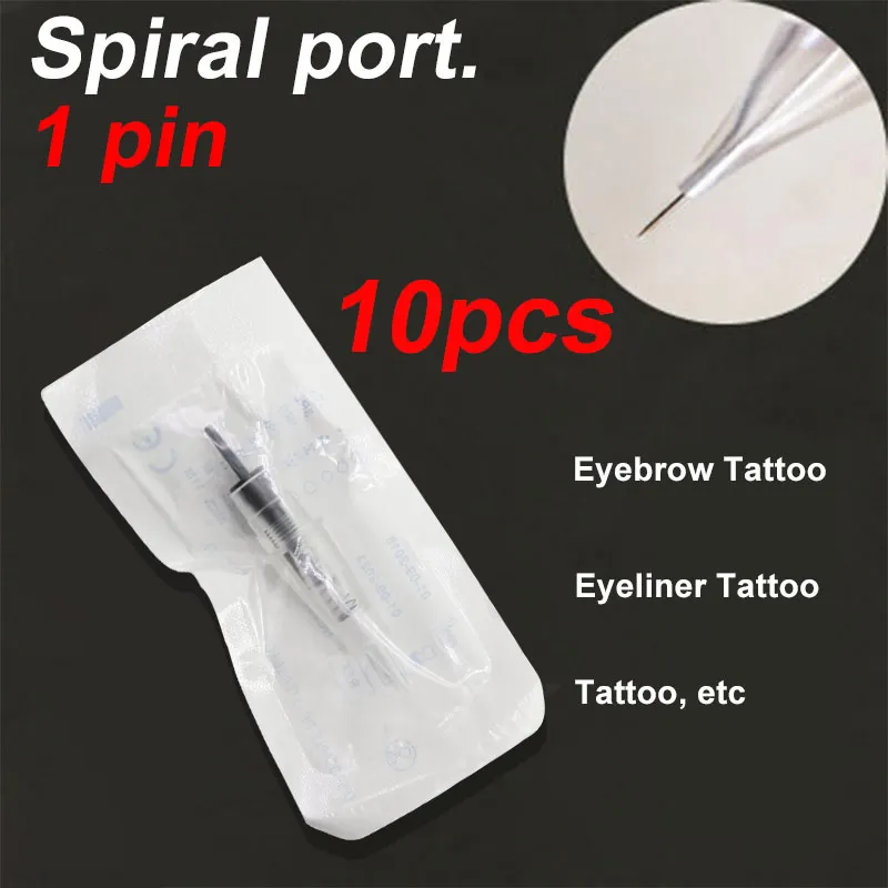 10pcs Spiral 1Pin 1/3/5/7/9/12/24/36/42 булавки Nano Miconeedle спирально-картридж Microneedling Ручка бровей подводка для глаз Татуировка микро иглы Nano советы - Номер модели: 10pcs Spiral 1Pin