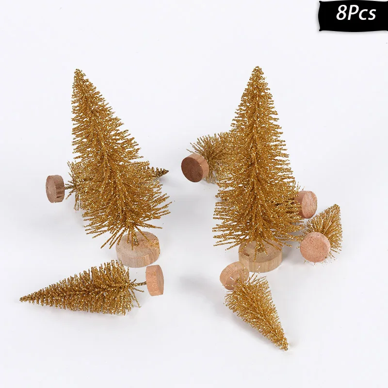 8pcs gold mini tree Счастливого Рождества фоторамка реквизит Рождественские настольные украшения Navidad праздничные вечерние фоторамки год noel - Цвет: 8pcs gold mini tree