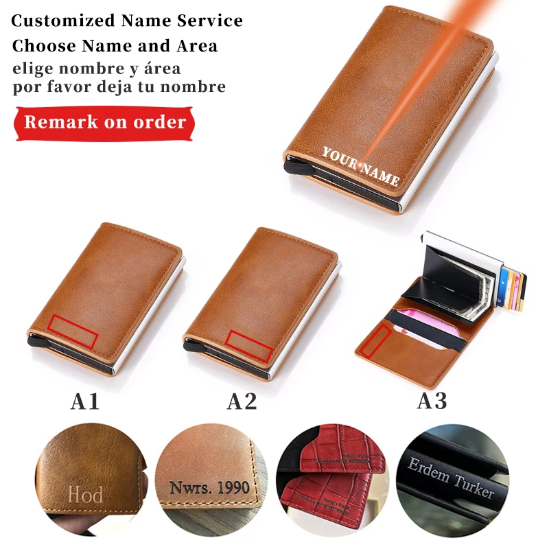 Mini Purse Magic Purse Money Bag Male Thin Slim Trifold Wallet  Engraved Name Leather Men Wallets Card Holder Customize