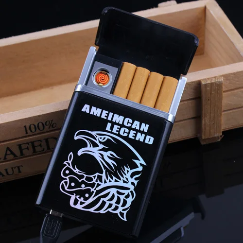 

Fashion personalized automatic cigarette box 8 PCs. with USB charging lighter cigarette lighter ultra thin windproof lighter
