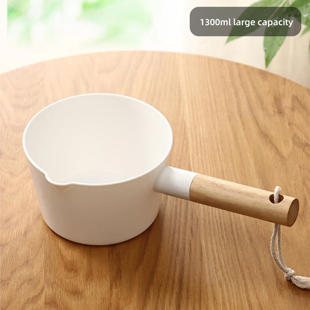 

1PCS Kitchen Wooden Long Handle Water Ladle Bathroom Bailer White Water Scoop Japanese Style Home Accessories 2020