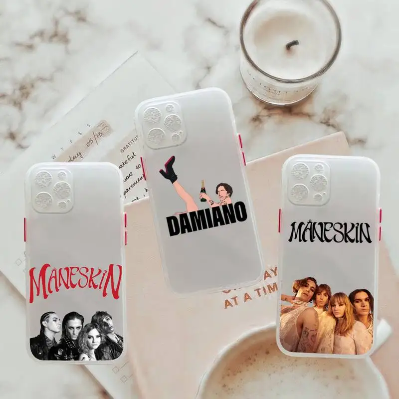 

Maneskin Phone Case For iPhone 12 11 Mini Pro XR XS Max 7 8 Plus X Matte transparent White Cover