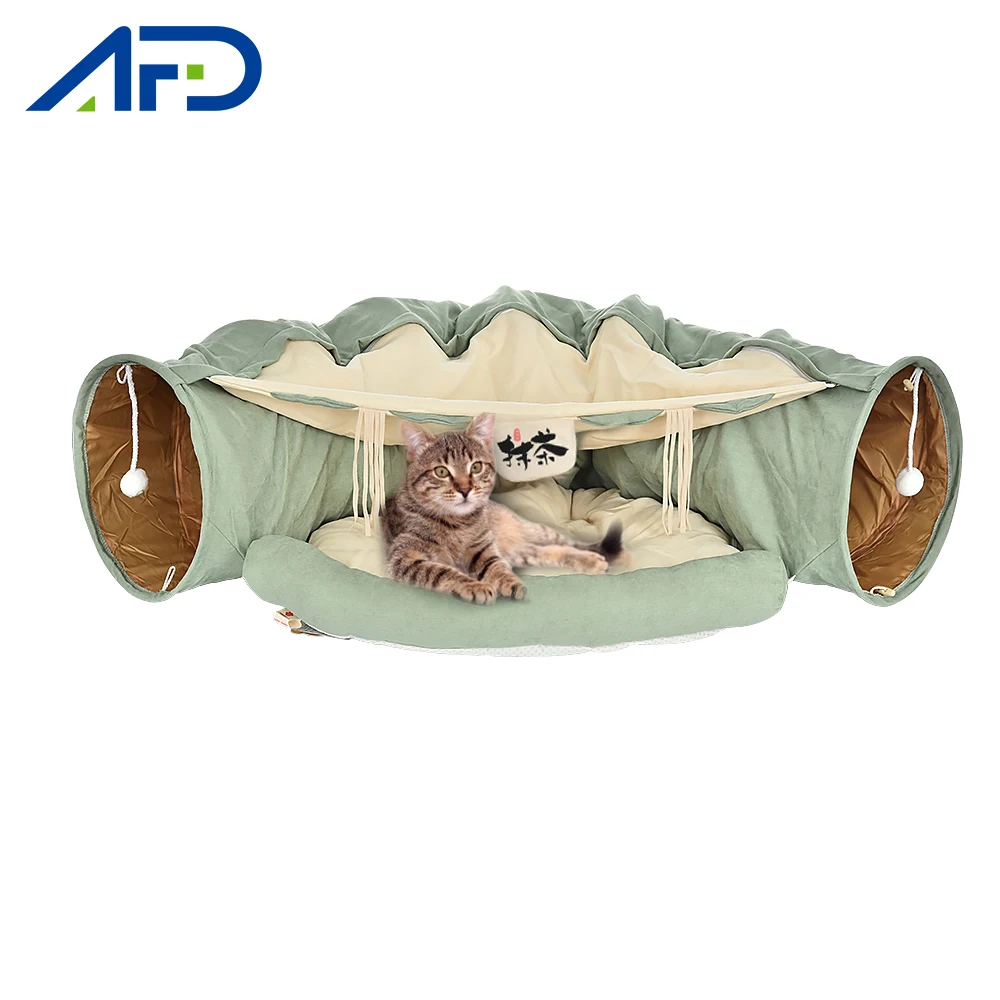 

2 в 1 кошка кровать-туннель складной съемная трубка интерактивные питомцы игрушки для детей теплая спальная кровать коврики для кошек хорьк...