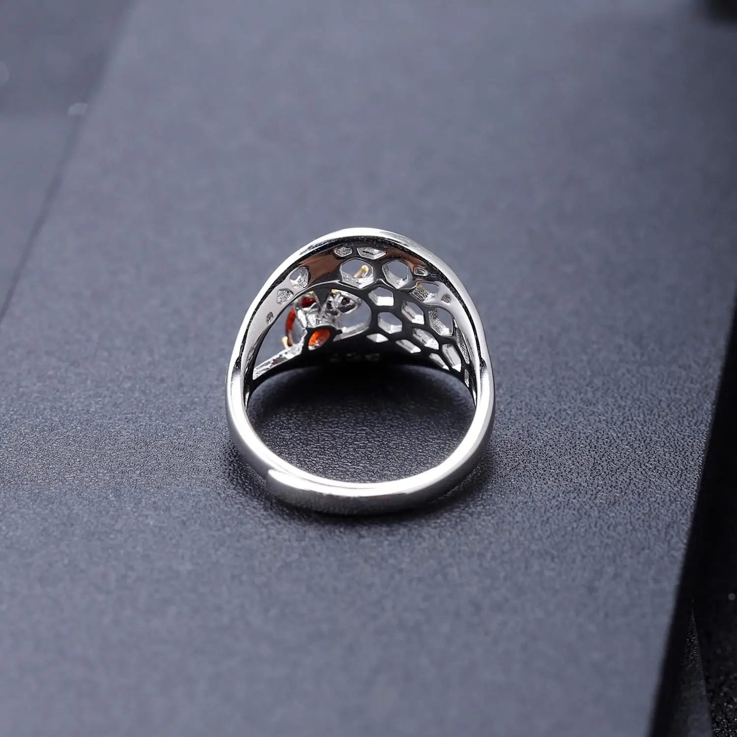 Gem балетки 0.21Ct природный дымчатый кварц Золотое кольцо с пчелиными сотами 925 пробы Серебряное кольцо ручной работы для Для женщин, хорошее ювелирное изделие
