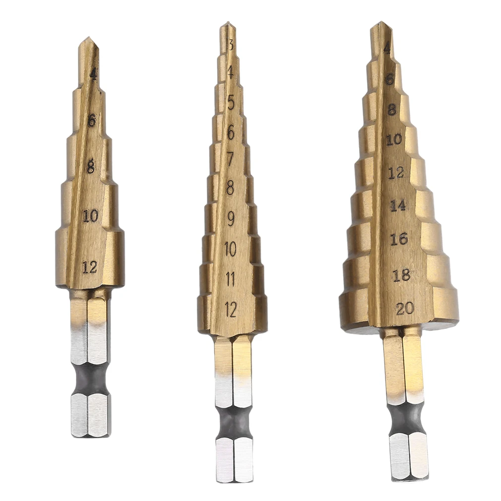 

New High Quality Hexagonal Shank Step Drill Cone Drill Bit Hole Groove Metal Wood Cutter