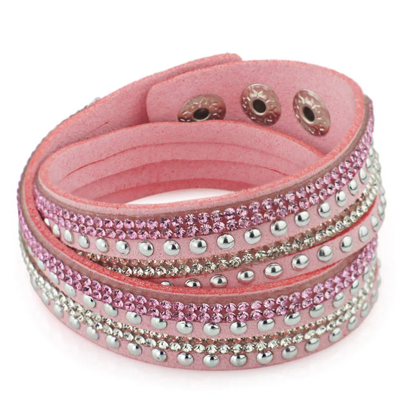 Женский кожаный браслет с двойным плетением летние браслеты бусинами из