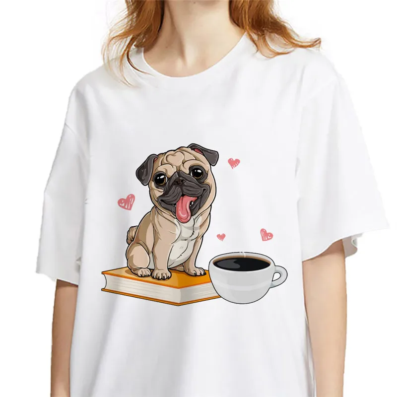 Summer Cute pug dog animal print tshirt women T shirt Short Sleeve For Women Clothing Ulzzang Harajuku Ladies Tee shirt