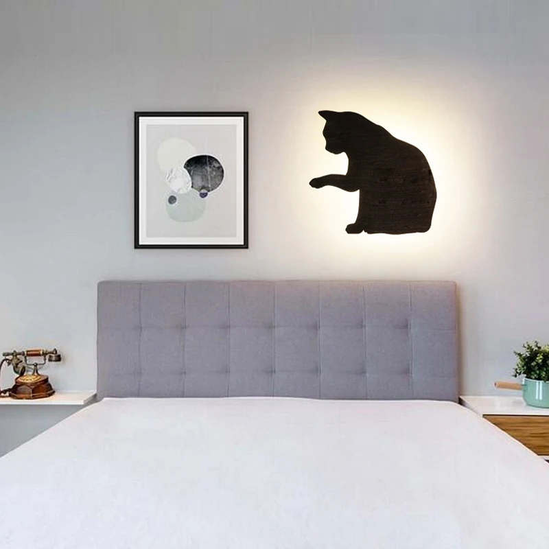 

Creative cartoon black cat wall lamp LED children's room kindergarten bedroom personality wall lamp