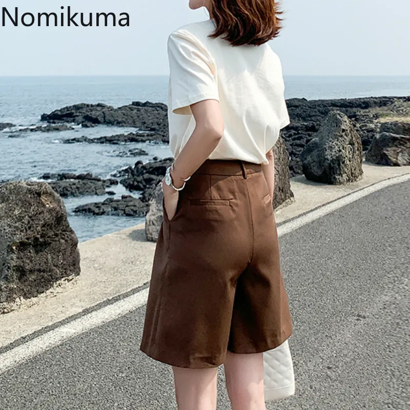 Nomikuma High Waist Shorts Women Solid Color Suit Short Pants Female Korean BF Style Streetwear 2020 New Leisure Daily 3a764 | Женская