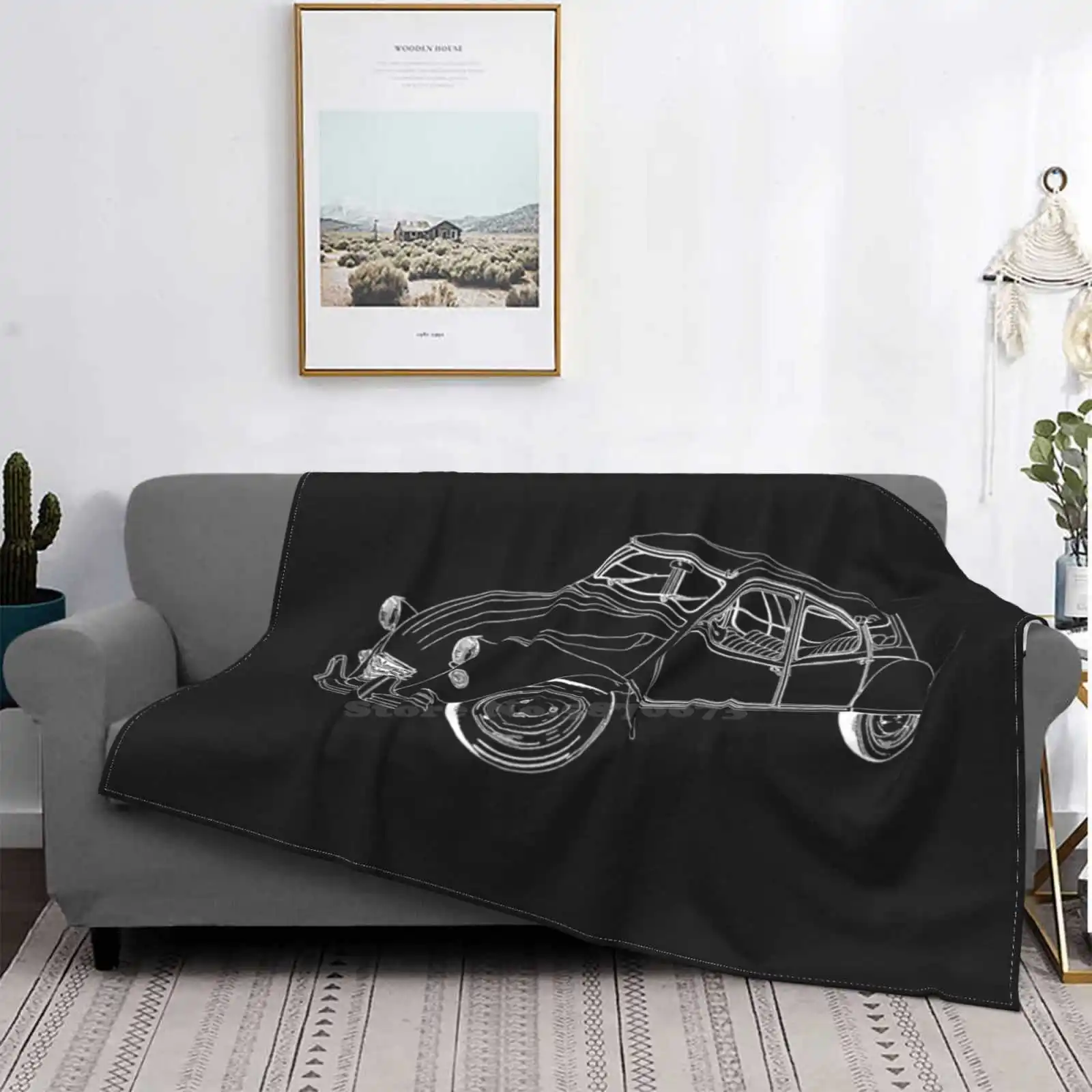 

2Cv The Duck French Car Classic Car Air Conditioning Blanket Travel Portable Blanket 2Cv Deux Chevaux Duck Automobile Antique