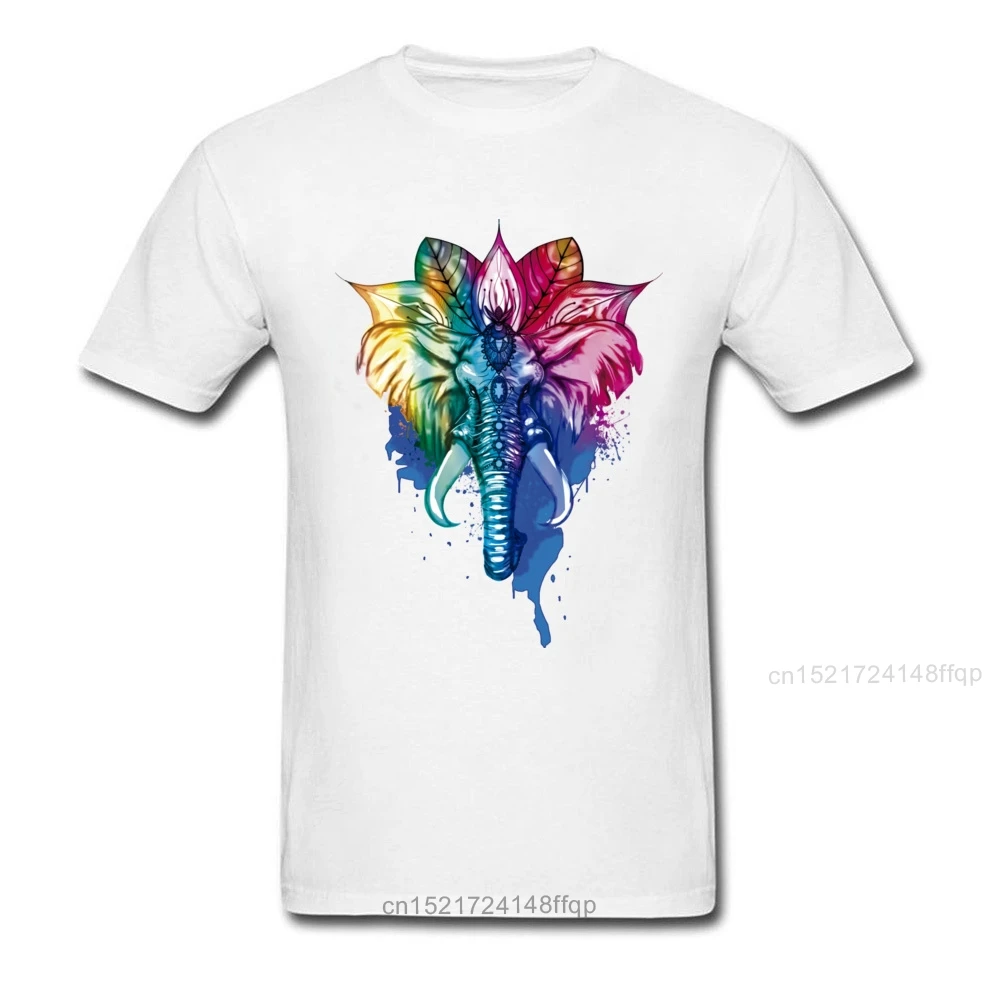 Футболка с этническим слоном для парней Мужская футболка акварельная черная