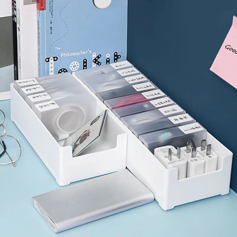 

Desktop Cable Storage Box Plastic Charger Data Line Wire Management Box Wire Organizer Case Network Line Storage Container Bin