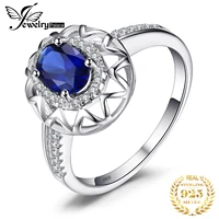 jewelrypalace oval created sapphire 925 sterling silver rings for women fashion statement gemstone jewelry halo engagement ring