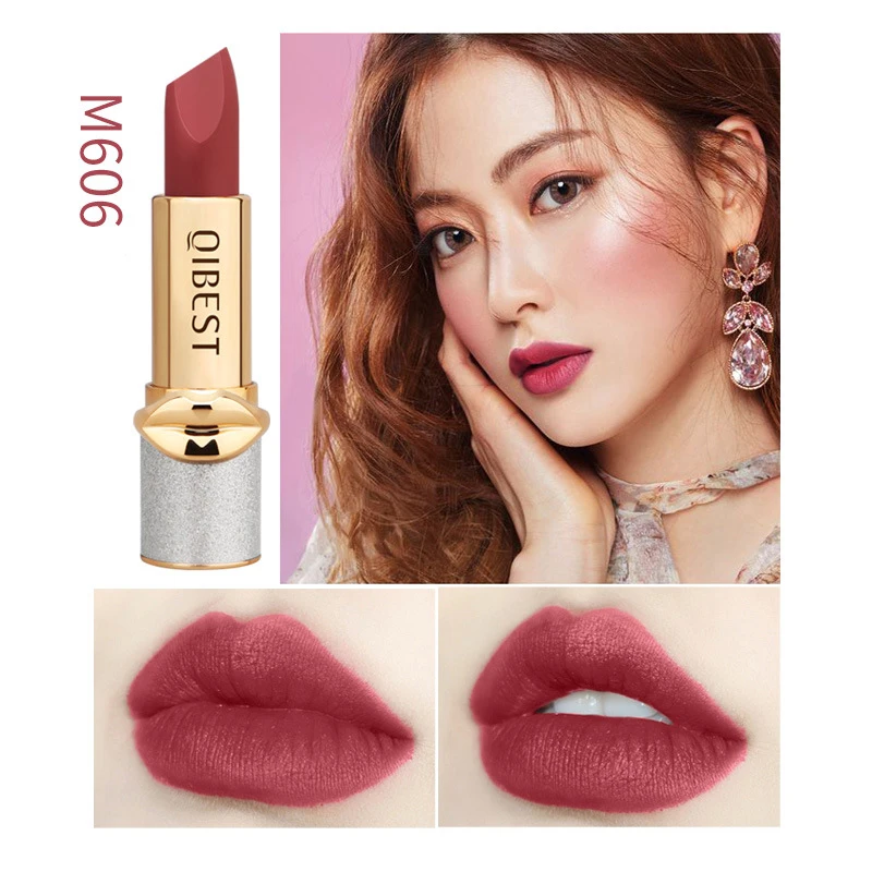 

QIBEST 6 Colors Star Diamond Velvet Matte Lipstick Nonstick Cup Lip Stick Pigment Cream Packaging Makeup Cosmetics Make Up