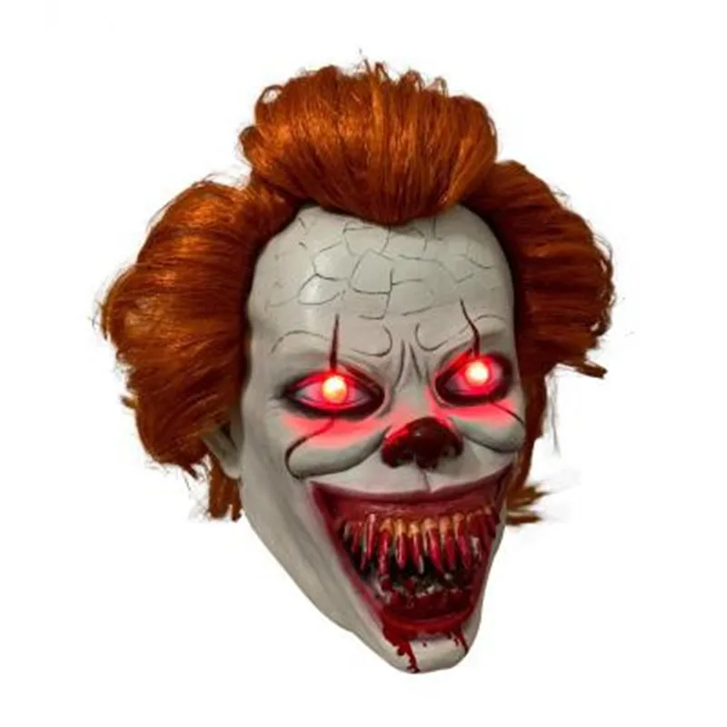 Светодиодный страшный Стивен Кинг латексная маска It Chapter 2 Pennywise клоун Косплей вспышка Хэллоуин маски кровавая вечеринка костюм реквизит
