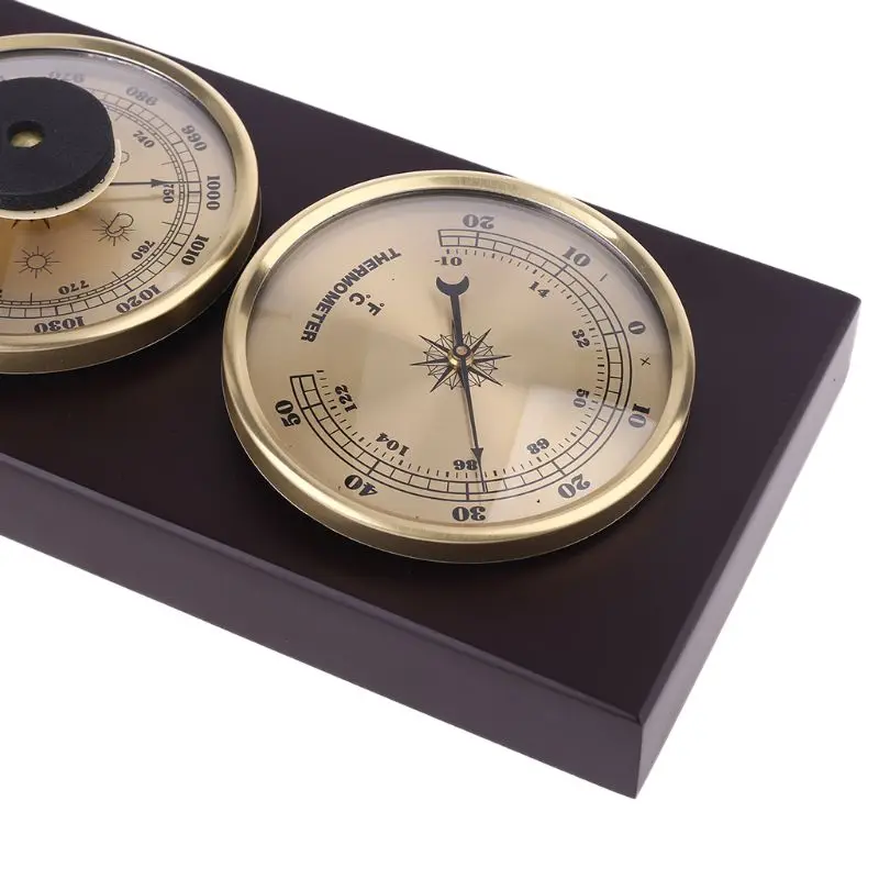 

3Pcs/Set Barometer Thermometer Hygrometer with Wooden Frame Base Weather Station U4LA