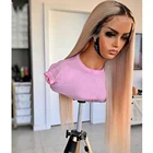 Омбре блонд 180% Плотность прямой кружевной фронтальный парик Синтетический для черных женщин предварительно выщипанный 26 дюймов длинный термостойкий Babyhair 613