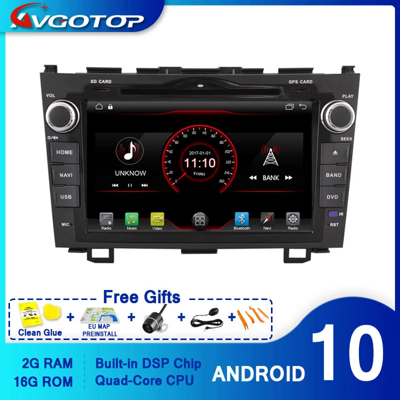 AVGOTOP Android 10 WINCE Bluetooth GPS автомобильный Радио dvd плеер для HONDA CRV 2G 16G MP3 MP4 Wifi