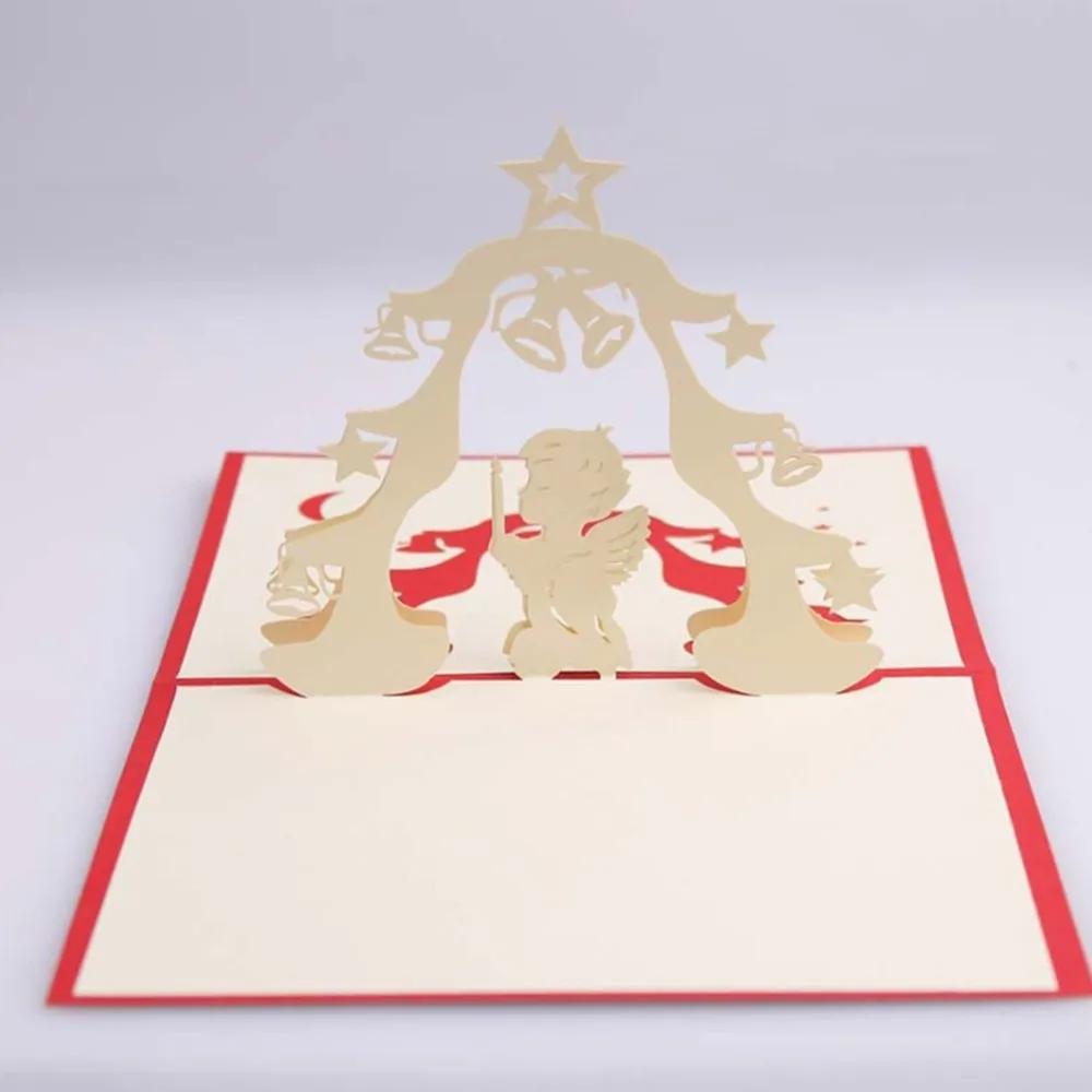 3D креативная стерео поздравительная открытка DIY бумажная резьба Ангел звезды