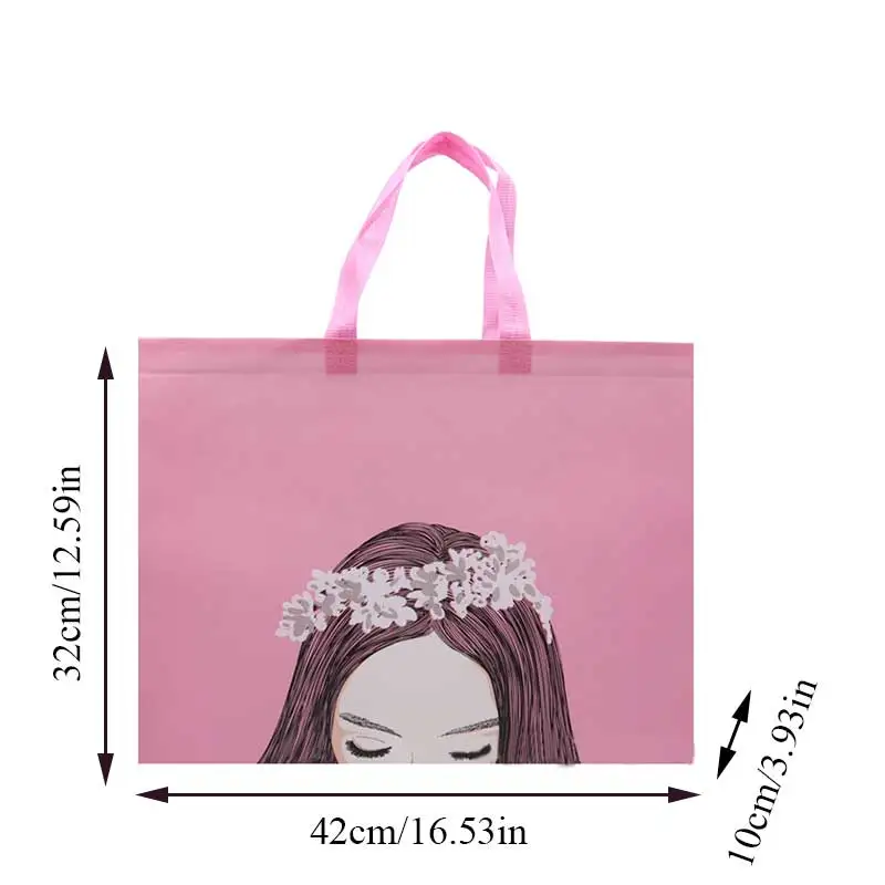 Нетканая розовая милая сумка для покупок девочек многоразовая путешествий