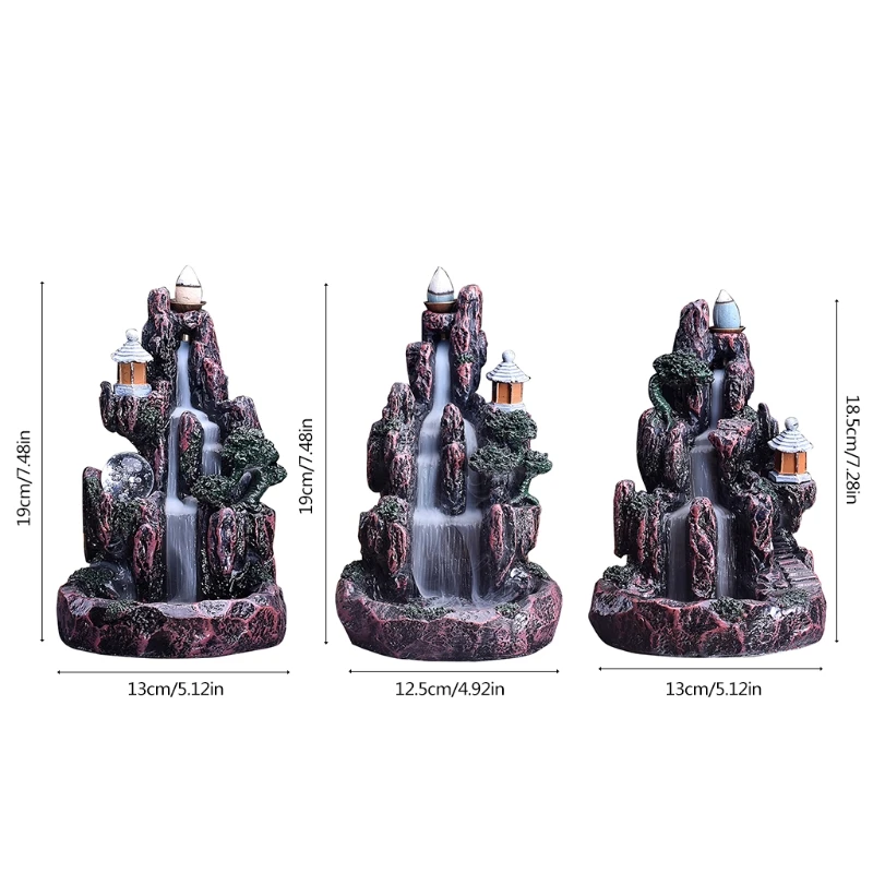 

Backflow Incense Burner Handcrafted Waterfall Fountain Censer Creative Home Decor for Yoga Tea Room Office