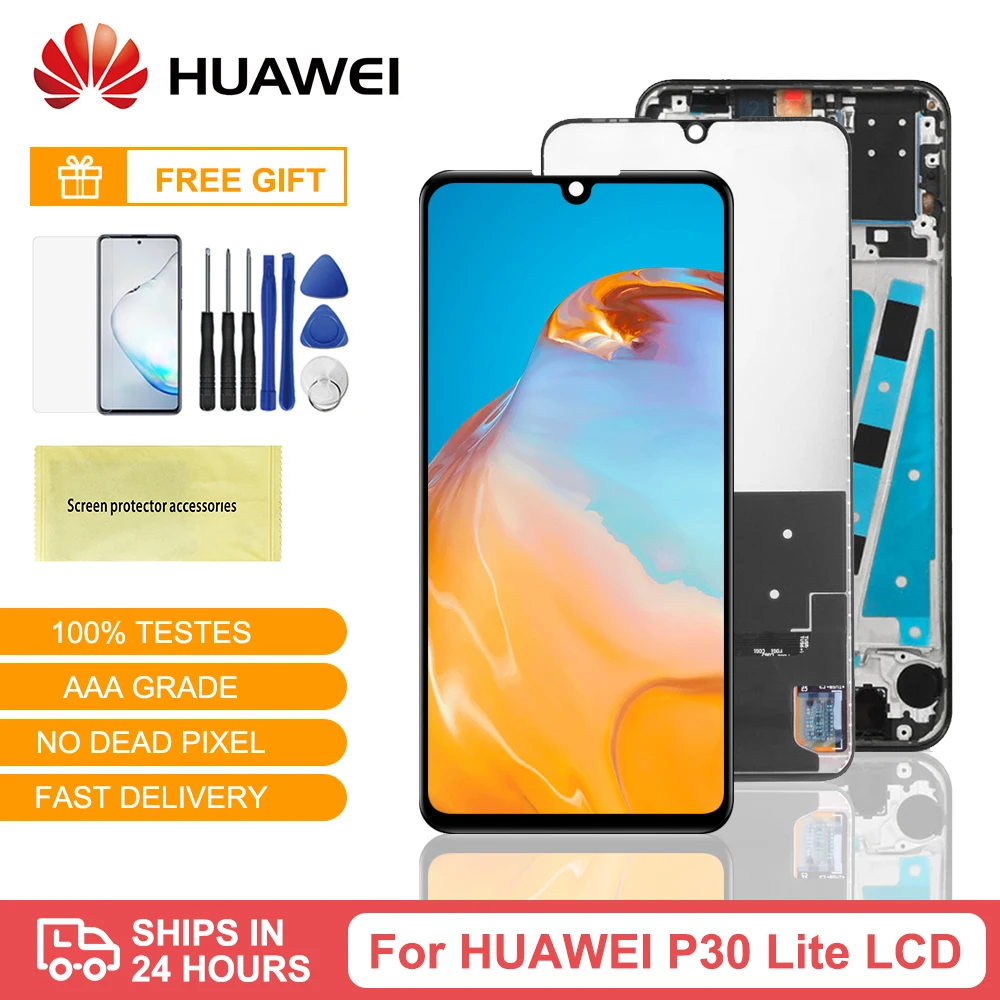 

Original LCD With Frame Huawei P30 Lite LCD Display Touch Screen Huawei P30 Lite LCD Screen Display Nova 4e MAR-LX1 LX2 AL01